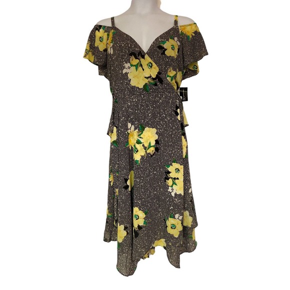 INC 20W Gingham Floral Lettuce Hem Casual Cocktail Party Summer Sun Cruise Dress - Picture 5 of 17